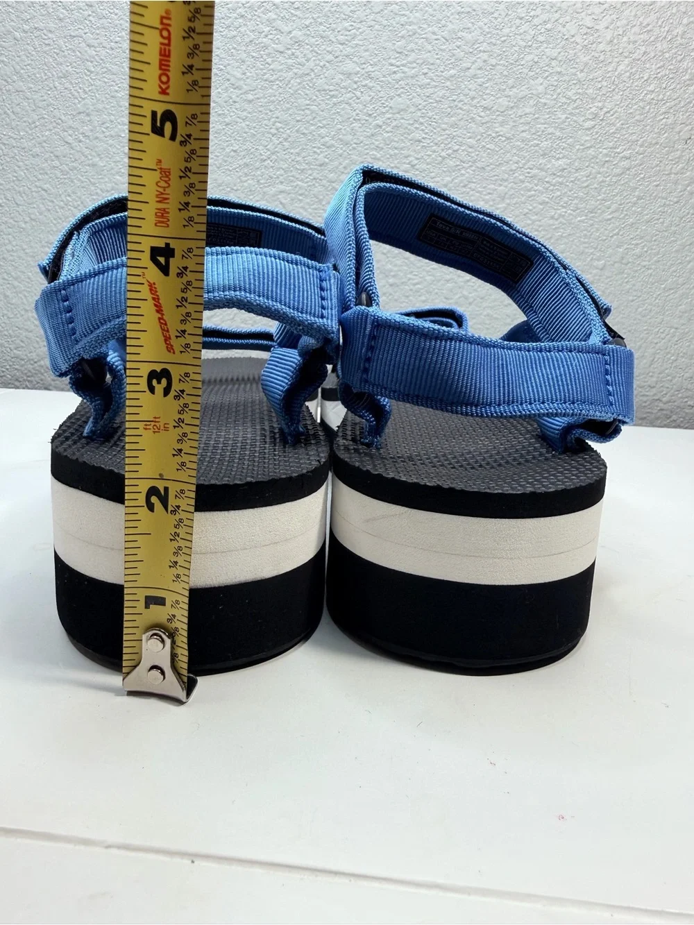 Teva Flatform Universal Strappy Sandals Blue White Black Size 9 LIKE NEW